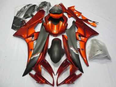 Custom 2006-2007 Yamaha YZF R6 Motorcycle Fairings - Orange Matte Black