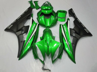 Custom 2006-2007 Yamaha YZF R6 Motorcycle Fairings - Green White Matte Black