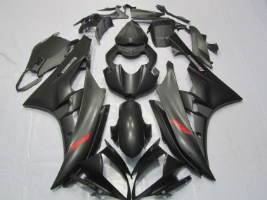 Custom 2006-2007 Yamaha YZF R6 Motorcycle Fairings - Matte Black Red Decals