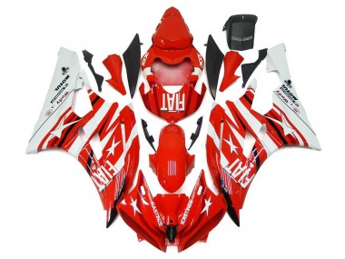 Custom 2006-2007 Yamaha YZF R6 Motorcycle Fairings - White Red Fiat Star Michelin Motul