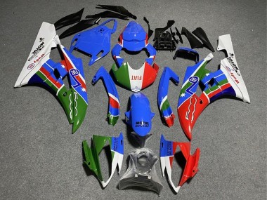 Custom 2008-2016 Yamaha YZF R6 Motorcycle Fairings - White Blue Green Red Fiat Dunlop Motul Michelin