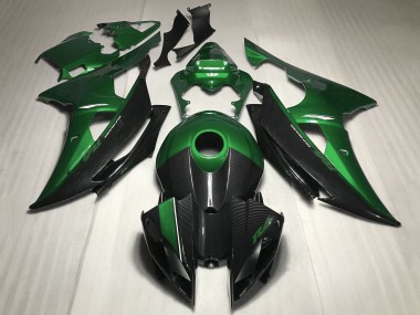 Custom 2008-2016 Yamaha YZF R6 Motorcycle Fairing - Green Carbon Fiber Style
