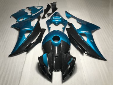 Custom 2008-2016 Yamaha YZF R6 Motorcycle Fairings - Blue Carbon Fiber Style