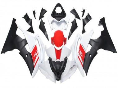 Custom 2008-2016 Yamaha YZF R6 Motorcycle Fairing - White Red Matte Black