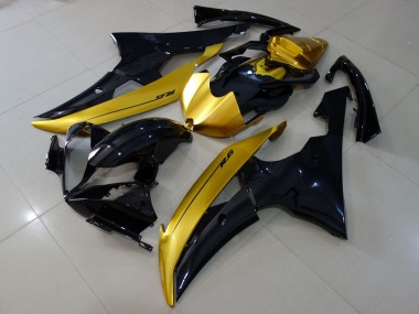 Custom 2008-2016 Yamaha YZF R6 Motorcycle Fairings - Gold Glossy Black