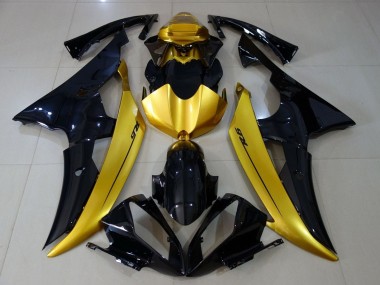 Custom 2008-2016 Yamaha YZF R6 Motorcycle Fairings - Gold Glossy Black