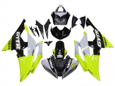 Custom 2008-2016 Yamaha YZF R6 Motorcycle Fairings - White Green Glossy Black GYTR