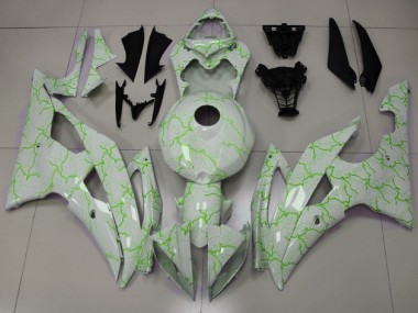 Custom 2008-2016 Yamaha YZF R6 Motorcycle Fairings - White Green Lightning