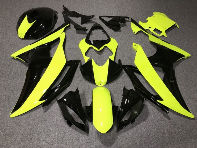 2008-2016 Yamaha YZF R6 Motorcycle Fairings - Yellow Glossy Black