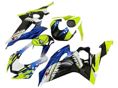 Custom 2017-2023 Yamaha YZF R6 Motorcycle Fairings - Neon Yellow Blue Shark