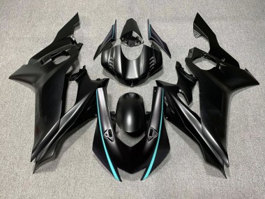 Custom 2017-2023 Yamaha YZF R6 Motorcycle Fairings - Matte Black Turquoise Blue
