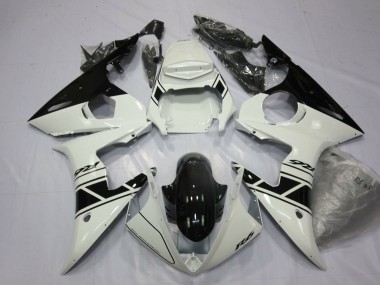 Custom 2003-2004 Yamaha YZF R6 Motorcycle Fairings - White Glossy Black