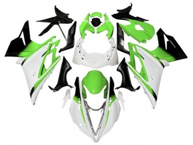 Custom 2013-2016 Triumph Daytona 675 Triple Motorcycle Fairings - White Green Glossy Black