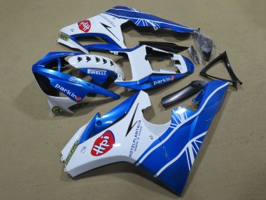 Custom 2009-2012 Triumph Daytona 675 Triple Motorcycle Fairings - White Blue Hpi