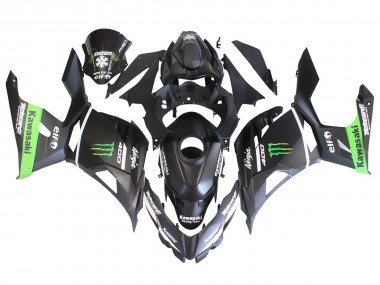 Custom 2018-2024 Kawasaki EX400 Motorcycle Fairings - Matte Black Green Monster Showr Snow