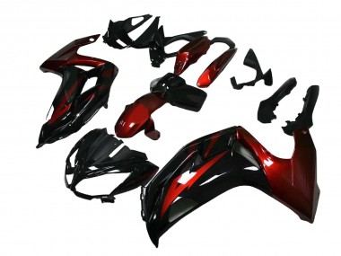 Custom 2012-2016 Kawasaki EX650 Motorcycle Fairings - Red Glossy Black
