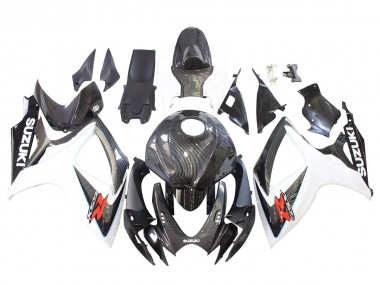 Custom 2006-2007 Suzuki GSXR 600/750 Motorcycle Fairings - Black White Carbon Fiber Style