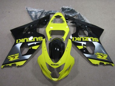 Custom 2004-2005 Suzuki GSXR 600 Motorcycle Fairings - Yellow Silver Glossy Black