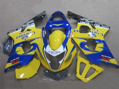 Custom 2004-2005 Suzuki GSXR 600 Motorcycle Fairings - Yellow Blue White Black Corona Extra