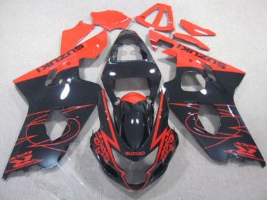 Custom 2004-2005 Suzuki GSXR 600 Motorcycle Fairings - Glossy Black Red