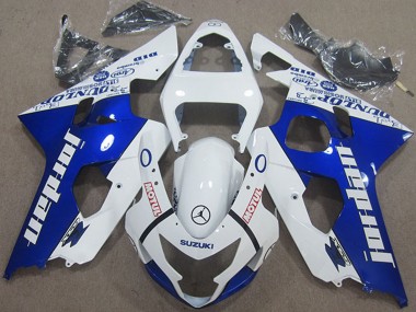 Custom 2004-2005 Suzuki GSXR 600 Motorcycle Fairings - White Blue Jordan Motul