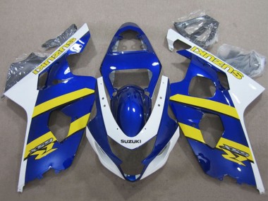 Custom 2004-2005 Suzuki GSXR 600 Motorcycle Fairings - Blue White Yellow