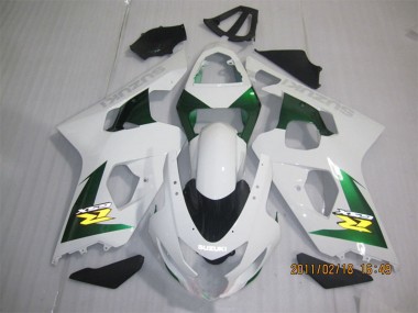 Custom 2004-2005 Suzuki GSXR 600 Motorcycle Fairings - White Green Yellow Black
