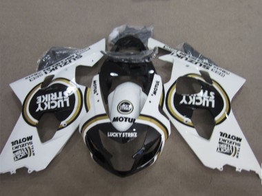 Custom 2004-2005 Suzuki GSXR 600 Motorcycle Fairings - White Black Lucky Strike Motul