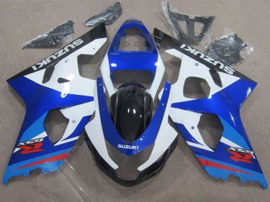 Custom 2004-2005 Suzuki GSXR 600 Motorcycle Fairings - White Blue Red