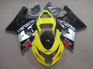 Custom 2004-2005 Suzuki GSXR 750 Motorcycle Fairings - Yellow Silver Black