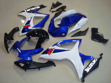Custom 2006-2007 Suzuki GSXR 750 Motorcycle Fairings - White Blue Glossy Black Red