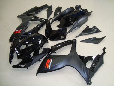 Custom 2006-2007 Suzuki GSXR 750 Motorcycle Fairings - Glossy Black Matte Black Red
