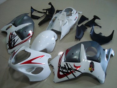 Custom 1996-2007 Suzuki GSXR 1300 Hayabusa Motorcycle Fairings - White Red Matte Grey
