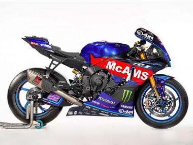 Custom 2002-2003 Yamaha YZF R1 Motorcycle Fairings - Blue Red McAMS Green Monster
