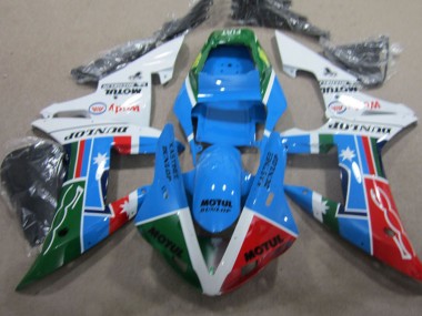 Custom 2002-2003 Yamaha YZF R1 Motorcycle Fairings - White Blue Green Red Black Motul