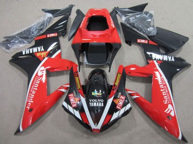 Custom 2004-2006 Yamaha YZF R1 Motorcycle Fairings - Red White Glossy Black Santander