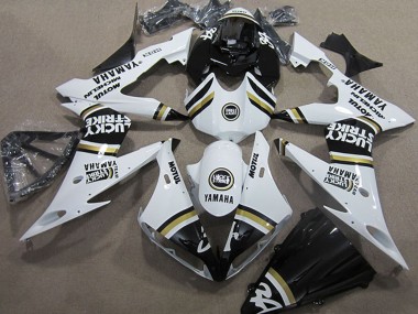 Custom 2004-2006 Yamaha YZF R1 Motorcycle Fairings - White Black Lucky Strike