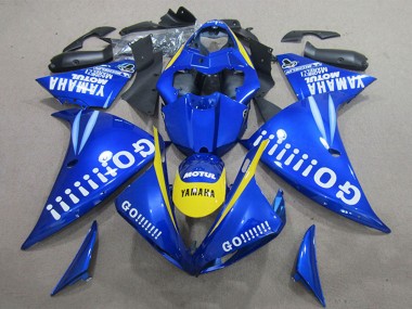 Custom 2009-2011 Yamaha YZF R1 Motorcycle Fairings - Blue Yellow White Go