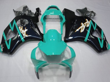 2002-2003 Gloss Black and Cyan Honda CBR954RR Motorcycle Fairings