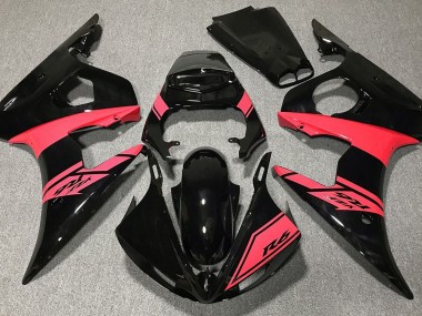 2003-2004 Gloss Black and Red Yamaha R6 Motorcycle Fairings