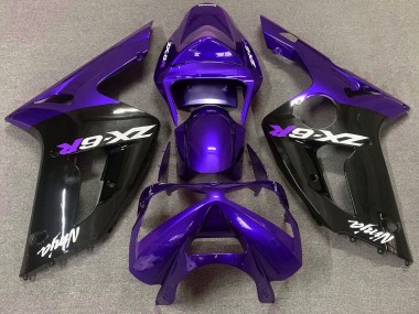 2003-2004 Gloss Purple and Black Kawasaki ZX6R Motorcycle Fairings