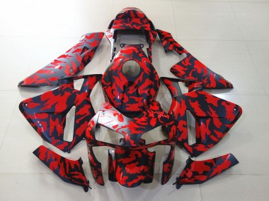 2003-2004 Matte Black and Red Camo Honda CBR600RR Motorcycle Fairings