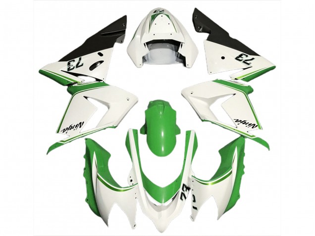 2004-2005 Gloss White & Green Kawasaki ZX10R Motorcycle Fairings 2004-2005 Gloss White & Green Kawasaki ZX10R Motorcycle Fairings