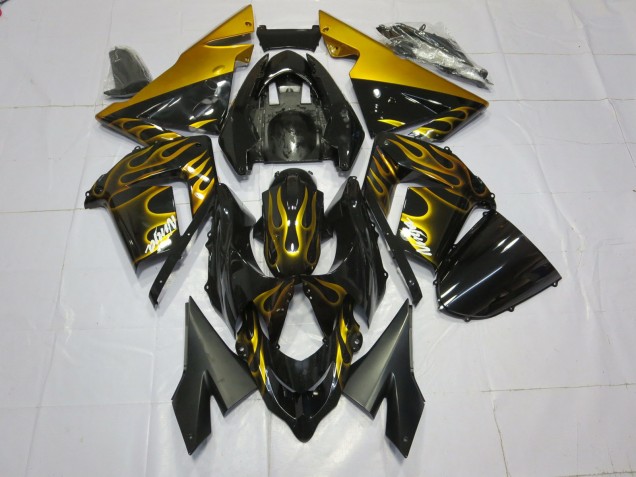 2004-2005 Gold Flame Kawasaki ZX10R Motorcycle Fairings 2004-2005 Gold Flame Kawasaki ZX10R Motorcycle Fairings
