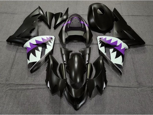 2004-2005 Matte Black and Purple Shark Kawasaki ZX10R Motorcycle Fairings 2004-2005 Matte Black and Purple Shark Kawasaki ZX10R Motorcycle Fairings