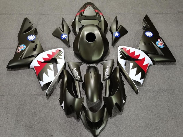 2004-2005 Military Green Shark Kawasaki ZX10R Motorcycle Fairings