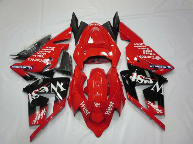2004-2005 Red West Kawasaki ZX10R Motorcycle Fairings 2004-2005 Red West Kawasaki ZX10R Motorcycle Fairings