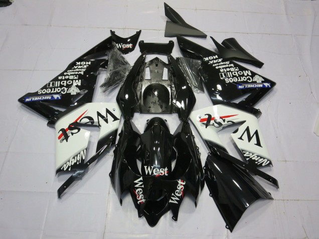 2004-2005 West White Black Kawasaki ZX10R Motorcycle Fairings