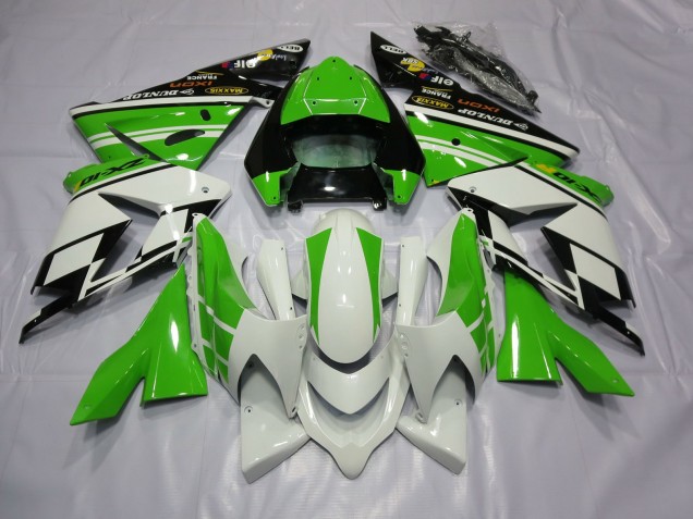 2004-2005 White Green Kawasaki ZX10R Motorcycle Fairings