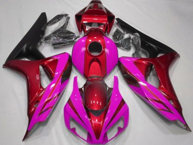 2006-2007 Gloss Red and Pink Honda CBR1000RR Motorcycle Fairings